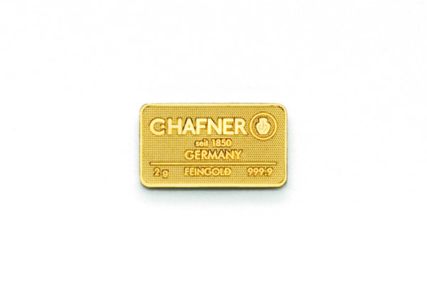 CHAF_2g_Feingoldbarren_VS_Druck_300% 2g C. Hafner Goldbarren Neuware