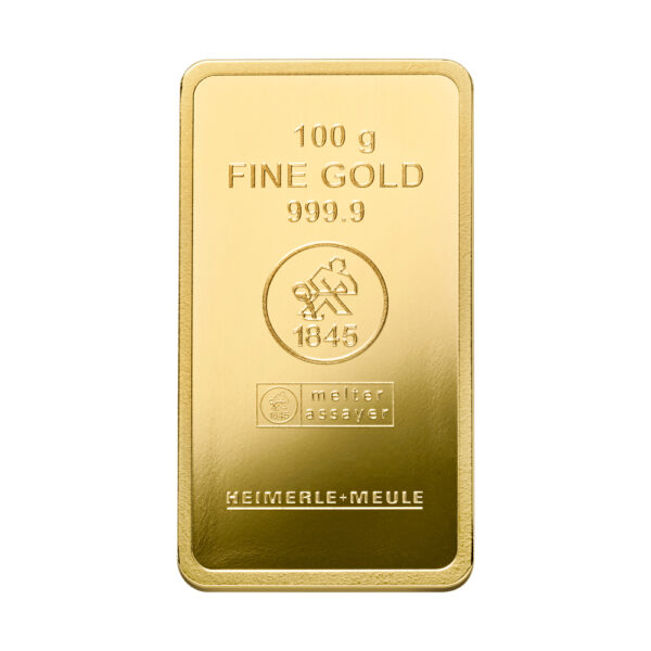 100g_Vorderseite-gold-Barren_300%_cmyk_sh 100 g Heimerle+Meule Goldbarren Neuware