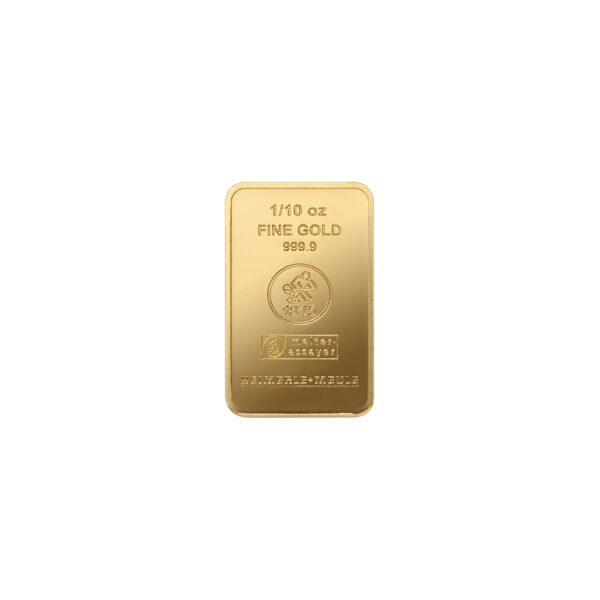 Barren_1-10oz_VS_001 1/10 oz Heimerle+Meule Goldbarren Neuware