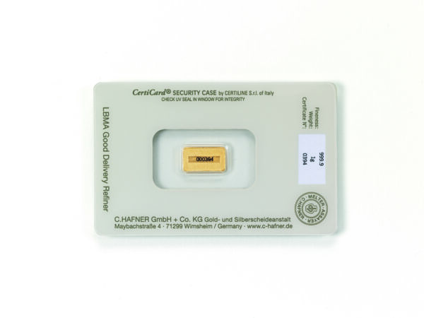 1g C. Hafner Goldbarren Neuware