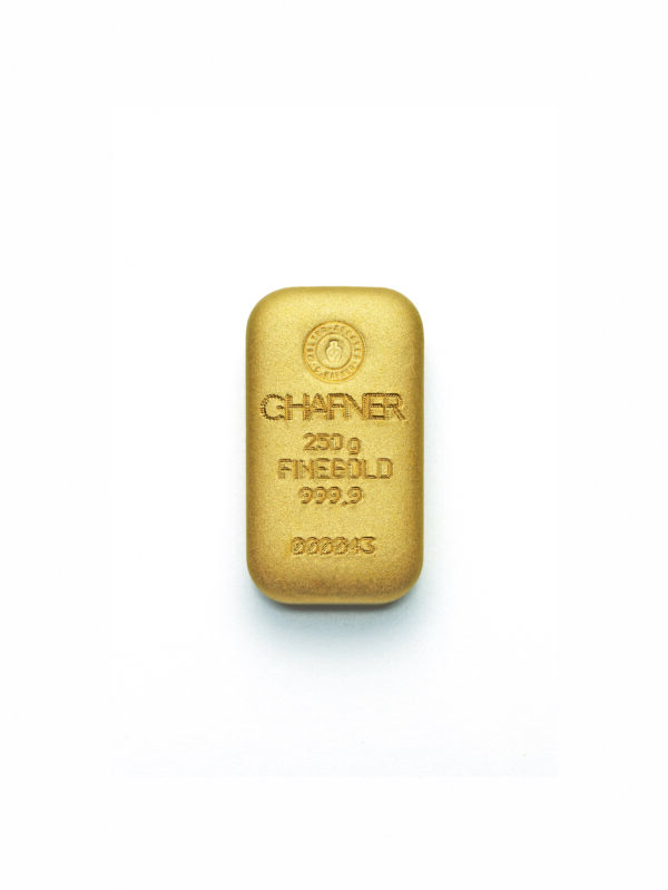 250g C.Hafner Goldbarren Neuware, gegossen