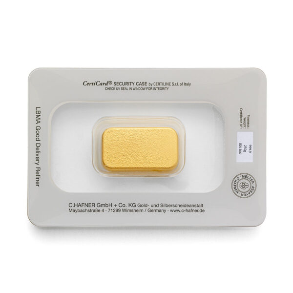 250g C.Hafner Goldbarren Neuware, gegossen