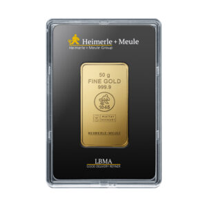 50 g Heimerle+Meule Goldbarren Neuware, geprägt