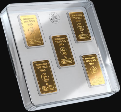 99b3ff43-b623-4248-bbd7-4791468774bf 5 x 1 g Goldbarren UnityBox Heimerle+Meule Neuware