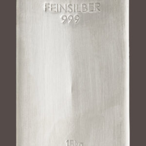 15kg Silberbarren umicore Neuware, gegossen