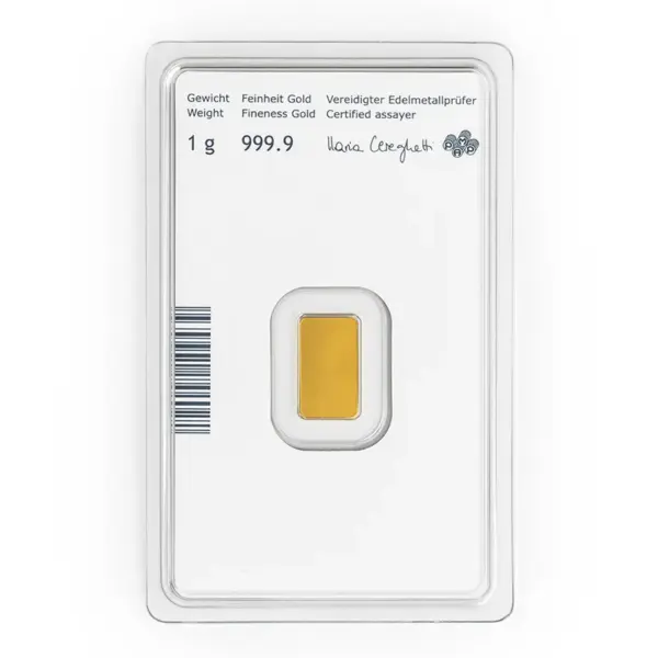 1-Gramm-Blister1 1 Gramm Goldbarren Münze Österreich Prägebarren
