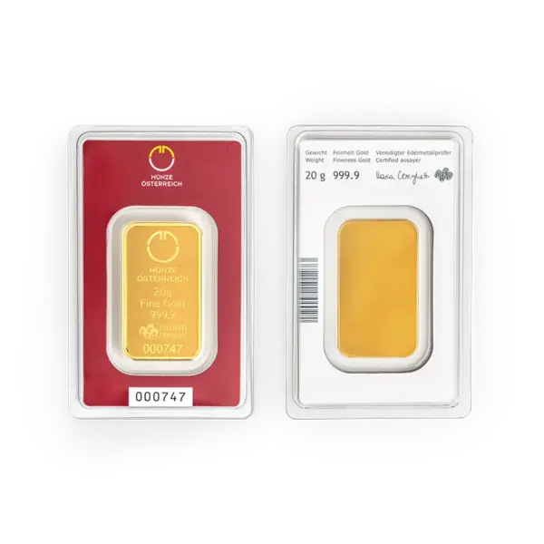 20 Gramm Goldbarren Münze Österreich Prägebarren