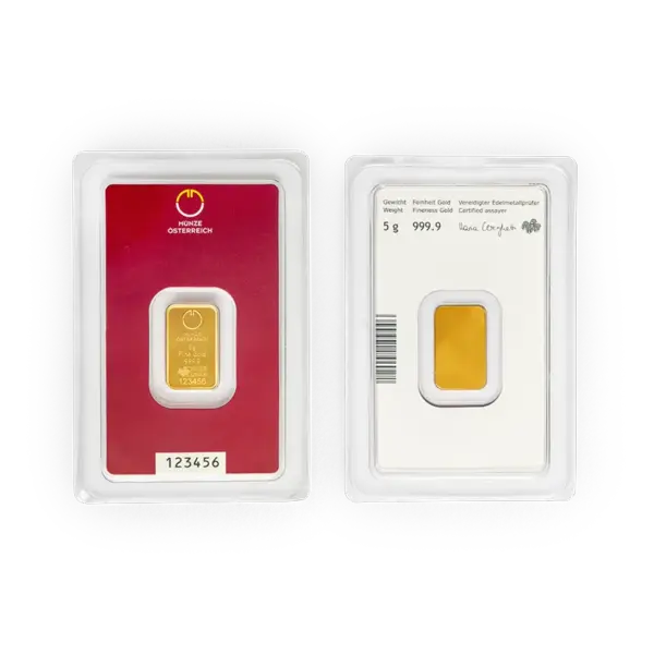 5 Gramm Goldbarren Münze Österreich Prägebarren