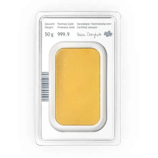 50 Gramm Goldbarren Münze Österreich Prägebarren