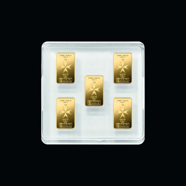 Malta_CoinBar-Box_5x1g 5 x 1g Gold Heimerle und Meule Malta Münzbarren UnityBar