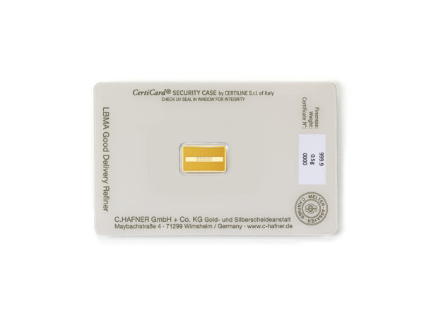 0,5g C.Hafner Goldbarren Neuware